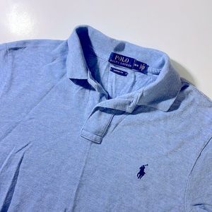 Polo by Ralph Lauren mens M Medium custom fit light blue mesh cotton polo shirt